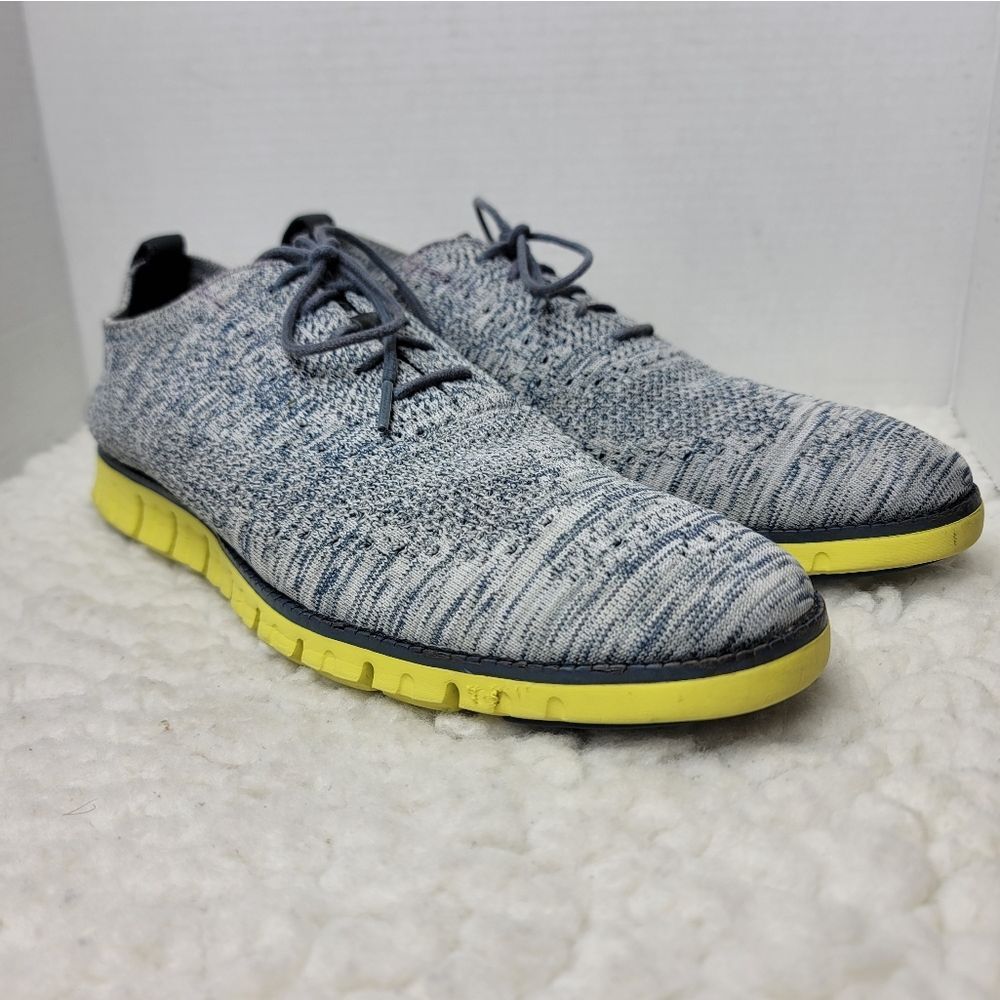 Cole Haan Gray Knit Oxfords with Yellow Soles